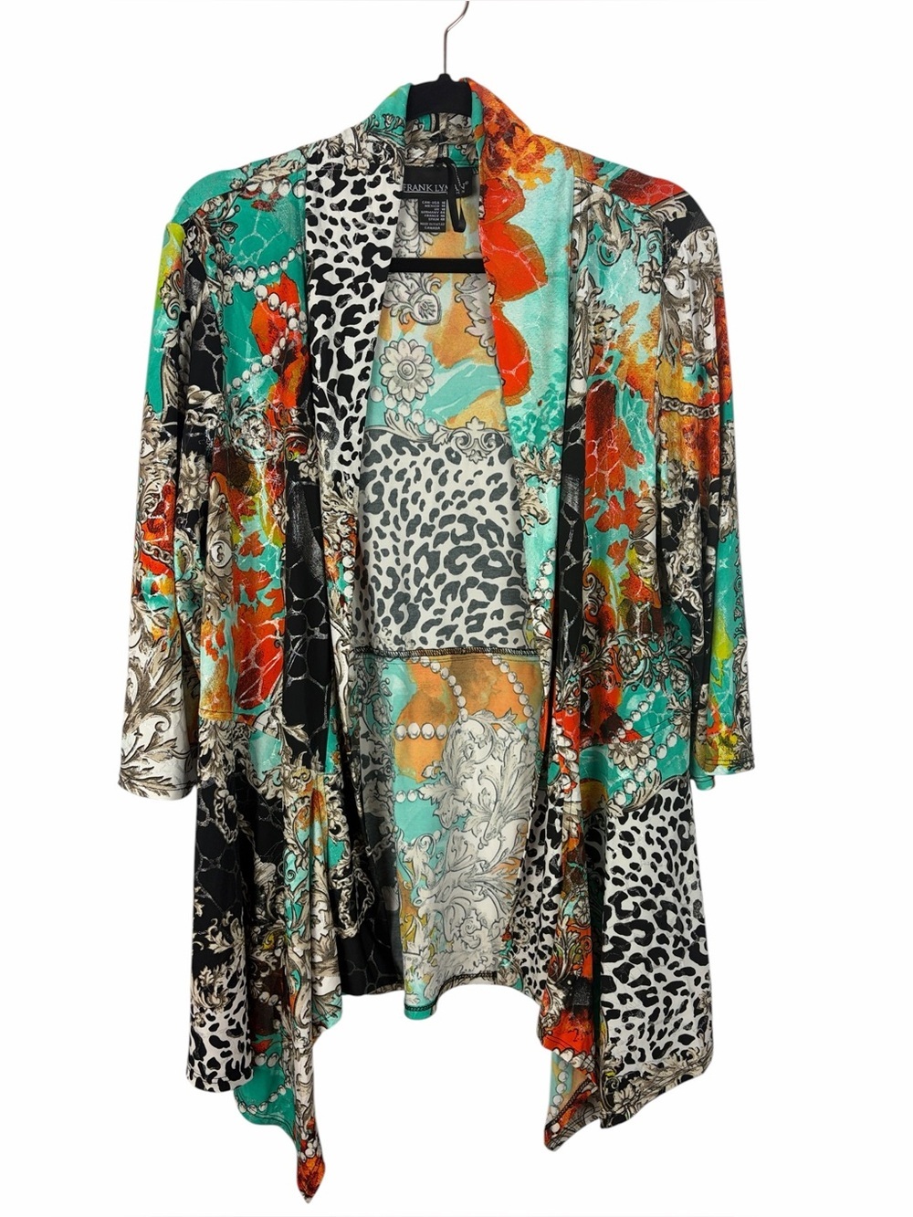 Frank Lyman Multicolor Animal Print Open Front Cardigan Jacket Size 16